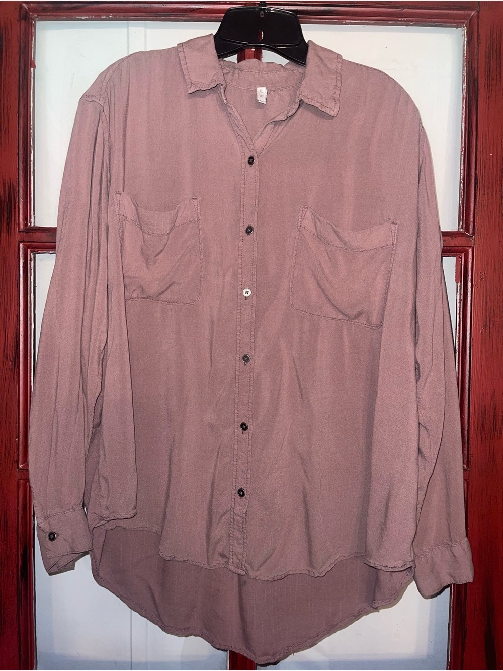 Mudd Women’s Button-Down Shirt in Dusty Mauve